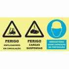 EMPILHAMENTO EM CIRUCLAÇÃO. CARGAS SUSPENÇAS. USAR CAPACETE