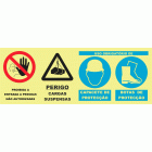 PROIBI&Ccedil;&Atilde;O E PERIGO. OBRIGAT&Oacute;RIO CAPACETE E BOTAS DE PROTE&Ccedil;&Atilde;O