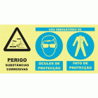 PERIGO SUBST&Acirc;NCIAS CORROSIVAS. OBRIGAT&Oacute;RIO &Oacute;CULOS DE PROTE&Ccedil;&Atilde;O E FATO DE PROTE&Ccedil;&Atilde;O