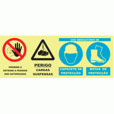 PROIBI&Ccedil;&Atilde;O E PERIGO. OBRIGAT&Oacute;RIO CAPACETE E BOTAS DE PROTE&Ccedil;&Atilde;O