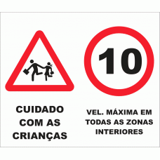 CUIDADO COM AS CRIANÇAS VEL. MAX. 10 KM/H 