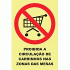 PROIBIDA A CIRCULA&Ccedil;&Atilde;O DE CARRINHOS NAS ZONAS DES MESAS 